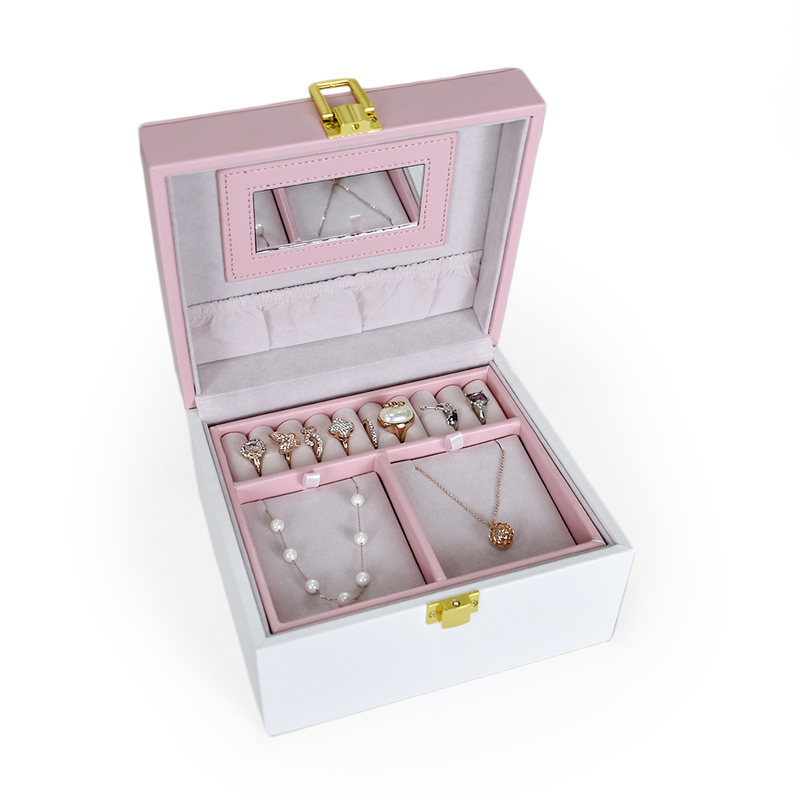 Fashion Luxury Gift Packaging Leather Velvet Necklace Bracelet Ring Earring Jewellery Pink Jewelry Organizer Storage Box Case