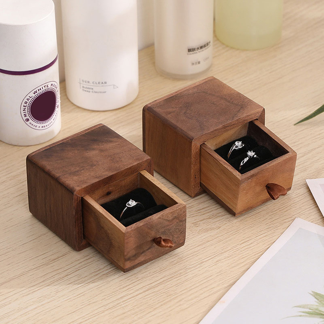 Custom Logo Luxury Wooden Jewelry Box Drawers Wood Necklace Ring Earring Jewellery box