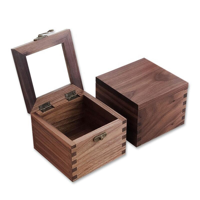 Custom jewelry packaging gift box glass topped desktop watch storage organizer walnut wood watch box