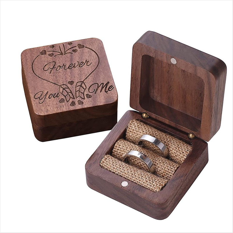 Custom Logo Wooden Jewelry Storage Box Geometric Shape Wedding Ring Box