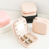 Travel Vintage Leather Necklace Rings Jewelry Storage zipper Box Portable Mini Jewelry Organizer Case With Mirror