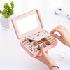 Zipper Small Travel Jewelry Box Organizer Velvet Jewelry Storage Case for Ring Earring Necklace