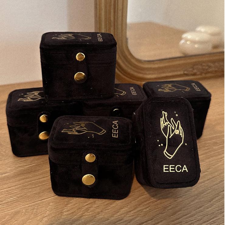 Unique Mini Ring Travel Box Black Full Box Rings Velvet Jewelry Packaging Portable Jewelry Storage Box Ring Earring Holder