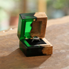 Custom Logo Square Wood Ring Box Packaging Walnut Luxury Gift Ring Case Mini Boxing Ring Wedding Jewelry Display Storage Box