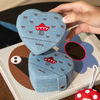 Cute Mushroom Embroidered Jewelry Packaging Box with Logo Heart Denim Jewelry Storage Box Earring Ring Necklace Jewelry Box