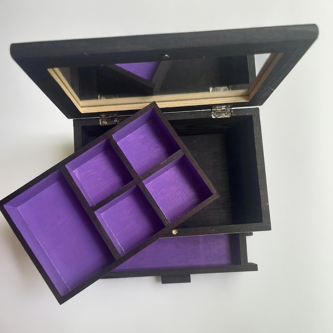 Halloween Skull And Dark Purple Rose Design Watch Jewelry Box Packaging Wooden Drawer Style Jewelry Storage Box with Mirror
