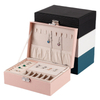 High-end Lockable Leather Rings Earrings Dustproof Portable Travel Jewelry Storage Box Large Capacity Display Box 
