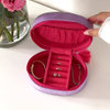 Velvet Beads Embroidered Flower Jewelry Organizer Gift Box