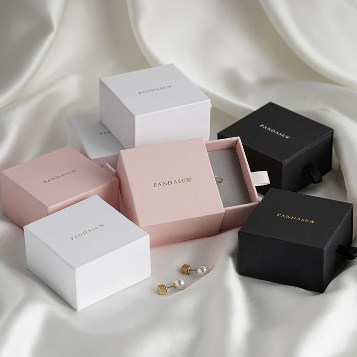 Custom Logo Luxury Paper Drawer Style Earring Bracelet Necklace Ring Jewelry Cardboard Coffin Gift Box Packaging Set