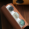 New Arrival Portable Travel Round Leather Men's Cufflinks Watch Ring Jewelry Storage Packaging Box Wholesale