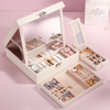 Simple Leather Large Flip Jewelry Watch Necklace Ring Lipstick Cosmetics Storage Box With Mirror Wholesale