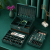 Ins Style Flannel Large Capacity Earrings Ring Necklace Jewelry Display Storage Box with Metal Lock