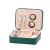 Custom Simple Square Green PU Leather Ring Necklace Earring Bracelet Jewelry Storage Box with Zipper Wholesale