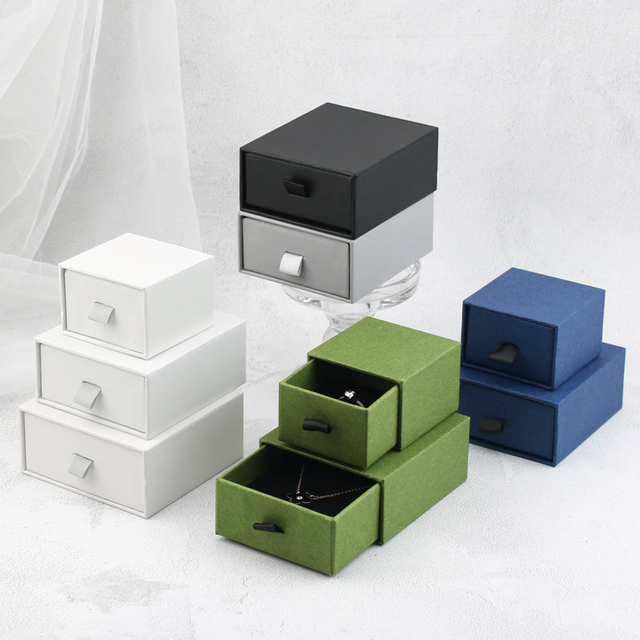 Custom Small Paper Cardboard Drawer Style Ring Necklace Earrings Bracelet Jewelry Box with Logo Wholesale