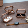 New Transparent Glass Window Black Walnut Wood Proposal Ceremony Wedding Ring Box Desktop Storage