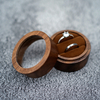 Black Walnut Solid Wood Round Window Earrings Pair Ring Jewelry Storage Arrangement Box Valentine's Day Gift
