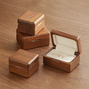 Retro High-end Customized Proposal Ceremony Black Walnut Wedding Double Ring Jewelry Storage Box Wholesale