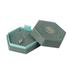 Luxury Custom Logo Velvet Hexagon Shape Ring Earring Necklace Jewelry Packaging Box with Foam Insert