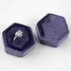 Elegant Luxury Hexagon Violet Purple Velvet Suede Ring Box Jewllery Packaging Wedding Ring Display Package Boxes