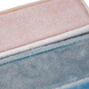 Custom Logo Soft Velvet Fabric Rectangular Blue Pink Single Slot Triple Three Rings Box Packaging Display Case Caja De Anillo
