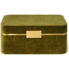 Bamboo Color Small Bracelet Jewelry Box Plush Suede Interior Flip Storage Case Necklace Ring with Tray Brass Edging Jewelry Box