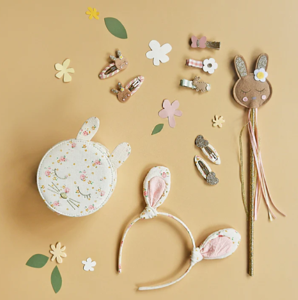 Gold Embroidered Rabbit Face Soft Jewelry Bracelets Box Round Professional Cat Ears Earring Necklace Ring Jewelry Box Organizer
