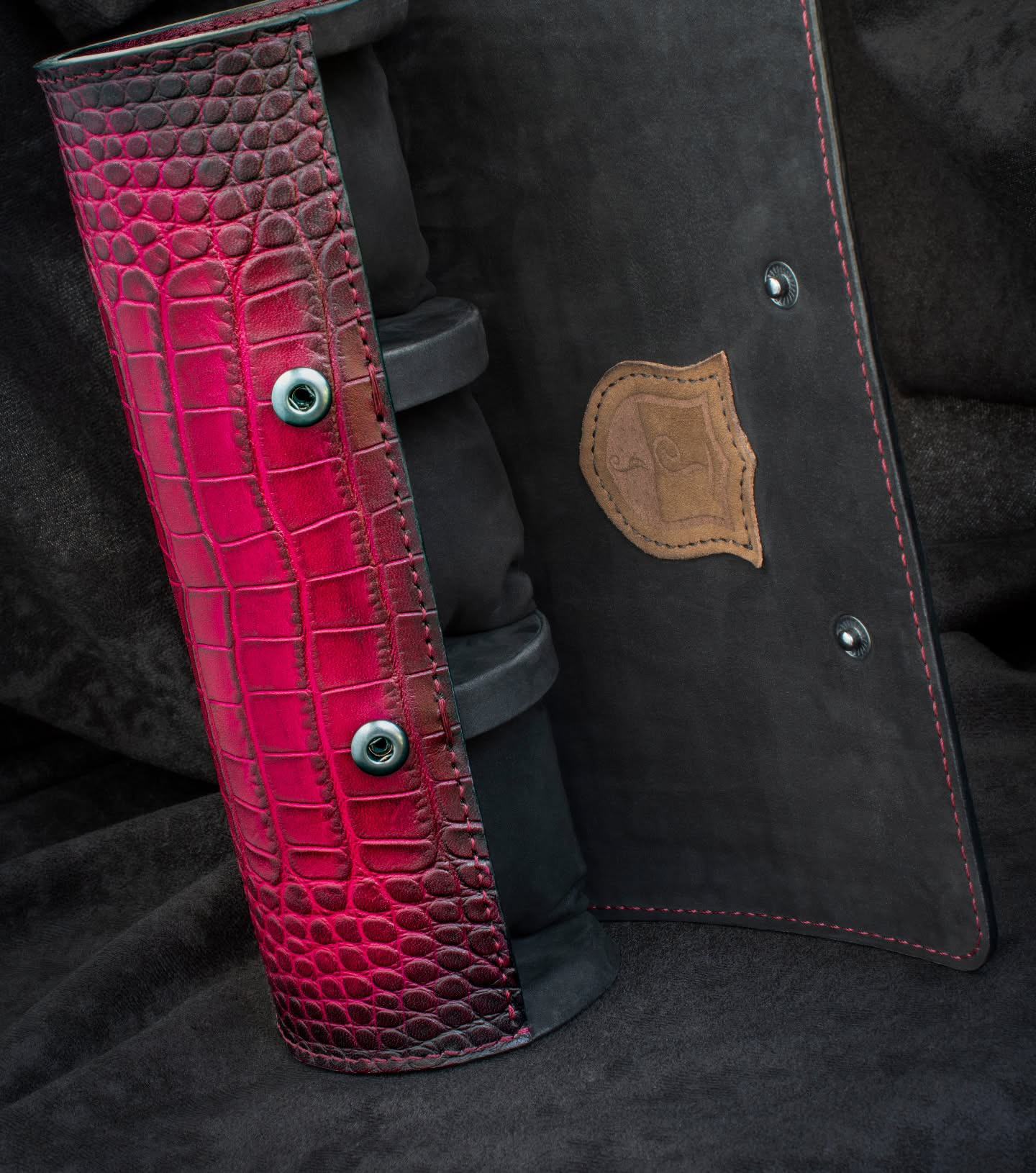Luxury Alligator Leather Watch Roll Box Jewelry Storage with Snap Closure Velvet Packaging Watch Collection Box for Men Women
