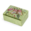 Mini Portable Travel Embroidered Flower Jewelry Organizer Boxes with Mirror Green Velvet Necklace Pendant Jewelry Set Box