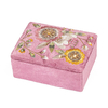 Custom Logo Princess Pink Jewelry Box Packaging Mirror Hand Embroidered Cute Velvet Ring Organizer Box Gift for Girlfriend Women