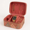 Custom Jewelry Zipper Box Organizer Fabric Vintage Embroidery Ring Earring Watches Case Luxury Pendant Necklace Box Packaging
