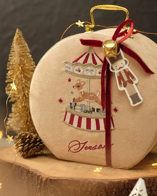 Vintage Round Suede Candle Jar Packaging Luxury Gold Handle Gift Card Display Case Christmas Embroidery Gift Trinket Jewelry Box