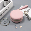 PU Leather Round Shape Stitching with Zipper Close Watch Package Mini Travel Box