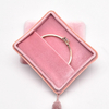Custom Logo Jewelry Luxury Bangle Vibrant Square Silhouette Accented with Knotted Exterior Tassel Velvet Jewelry Box