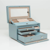 Custom Portable Magnetic Closure Leather Jewelry Packaging Box Organizer Travel Jewelry Case Jwellary Storage Box with Mirror