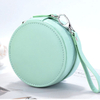 Round Silver Jewelry Packaging Boxes Custom Logo Small Pu Leather Gift Packaging Jewelry Box