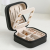 Travel Vintage Leather Necklace Rings Jewelry Storage zipper Box Portable Mini Jewelry Organizer Case With Mirror
