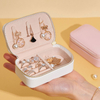 Leather necklace earrings rings package custom logo pink mini portable travel gift storage box jewelry