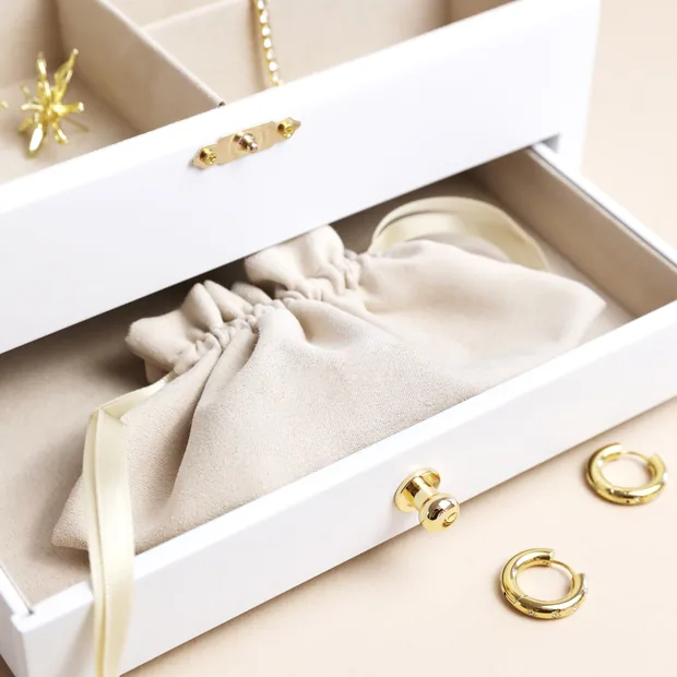 Small Suitcase Watch Gift Box Flower White Velvet Embroidery Necklace Jewelry Box Ring Boxes Bracelet Pendant Wooden Packaging