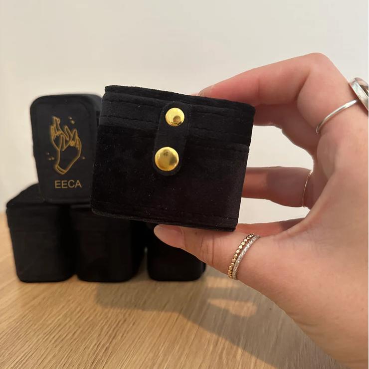 Unique Mini Ring Travel Box Black Full Box Rings Velvet Jewelry Packaging Portable Jewelry Storage Box Ring Earring Holder