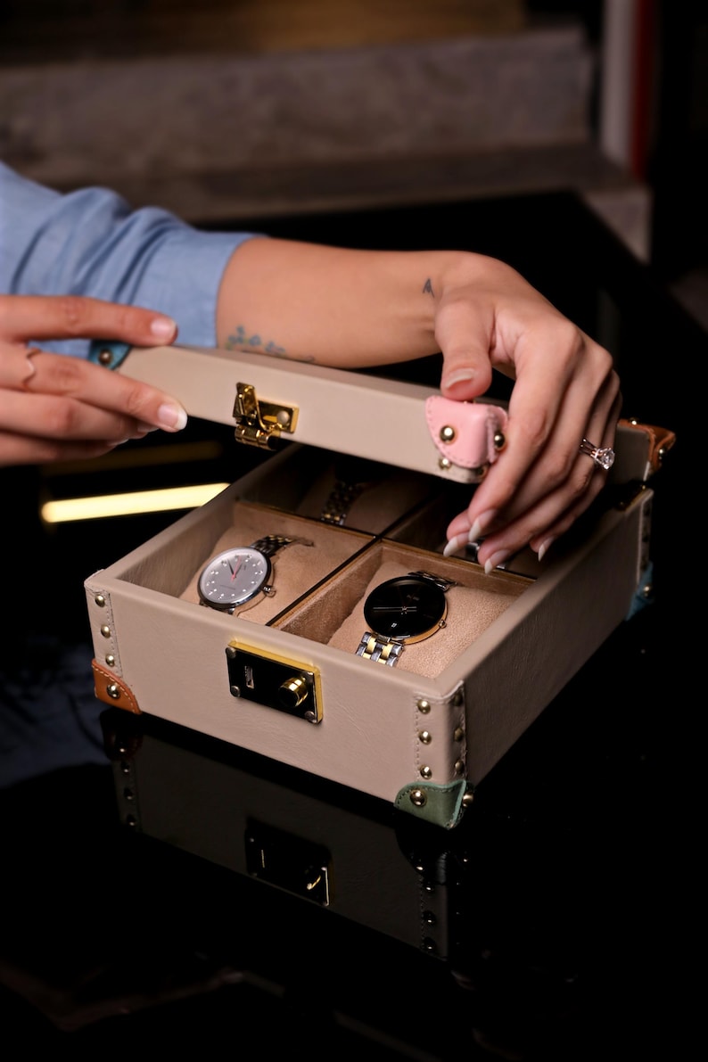 Premium Watch And Bracelet Box Storage Leather Handmade Custom Travel Personalized Jewelry Watch Gift Box Packaging