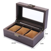 Luxury wooden watch organizer storagebox custom logo luxury watch gift packaging box with pillow insert and clear window
