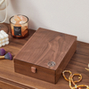 New Arrival Black Walnut Solid Wood Earrings Necklace Ring Jewelry Storage Box with Velvet Lining And Mirror
