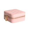 New Mesh Texture PU Leather Double Layer Portable Travel Stud Earrings Necklace Ring Jewelry Organizer Box with Zipper