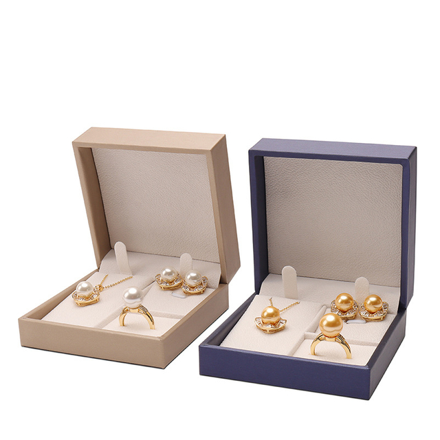 Manufacturers New Arrival Brushed Pu Leather Jewelry Set Storage Box Three-piece Jewelry Gift Packaging Box Wholesale