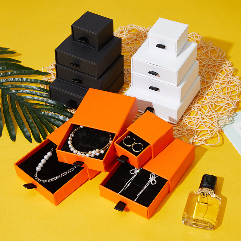 Custom Small Paper Drawer Style Necklace Bracelet Earrings Ring Jewelry Packaging Box With Foam Insert Wholesale