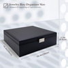 Large Leather Jewelry Organizer Storage Case Box with Two Layers Display for Earrings Bracelets Rings Watches