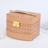 New Style PU Leather Home Multilayer Stud Earrings Ring Necklace Bracelet Jewelry Watch Storage Box with Handle and Mirror