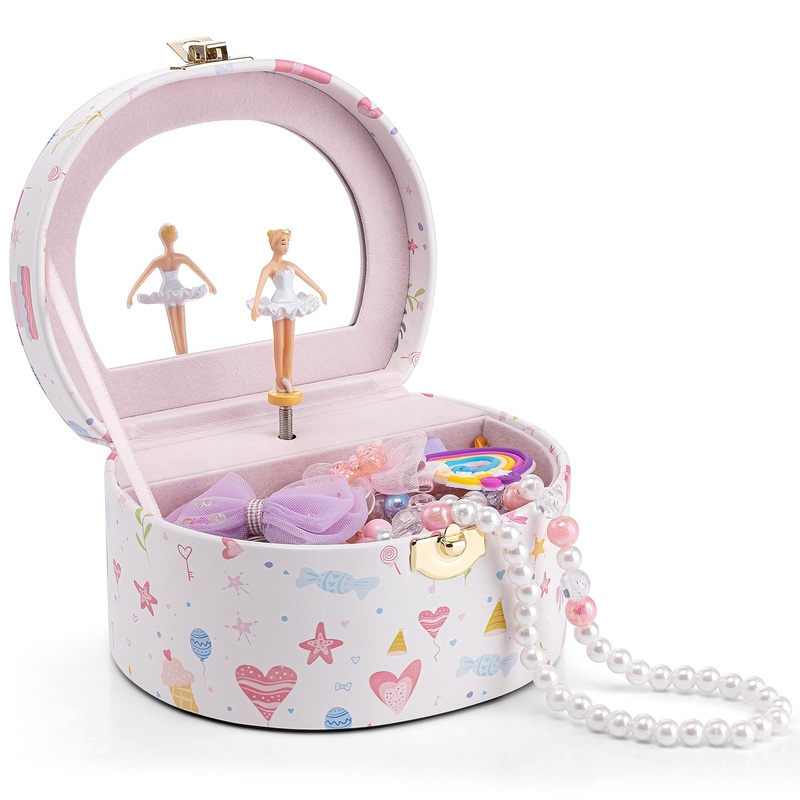 Factory Wholesale High Quality Luxury Music Ballerina Girl Wooden Jewelry Gift Storage Box with Mirror For Wedding 