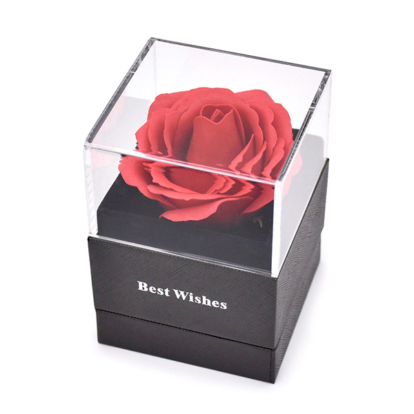 Two Layers Acrylic Lid Preseved Rose Jewelry Box