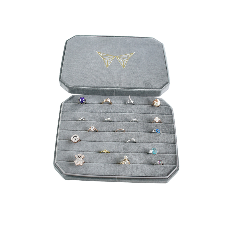 Factory wholesale rectangular velvet jewelry ring display storage box